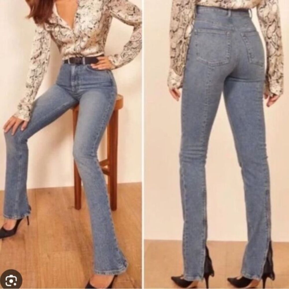 Reformation Size 26 Camilla High Rise Zip Hem Jeans Western Organic Cotton Denim